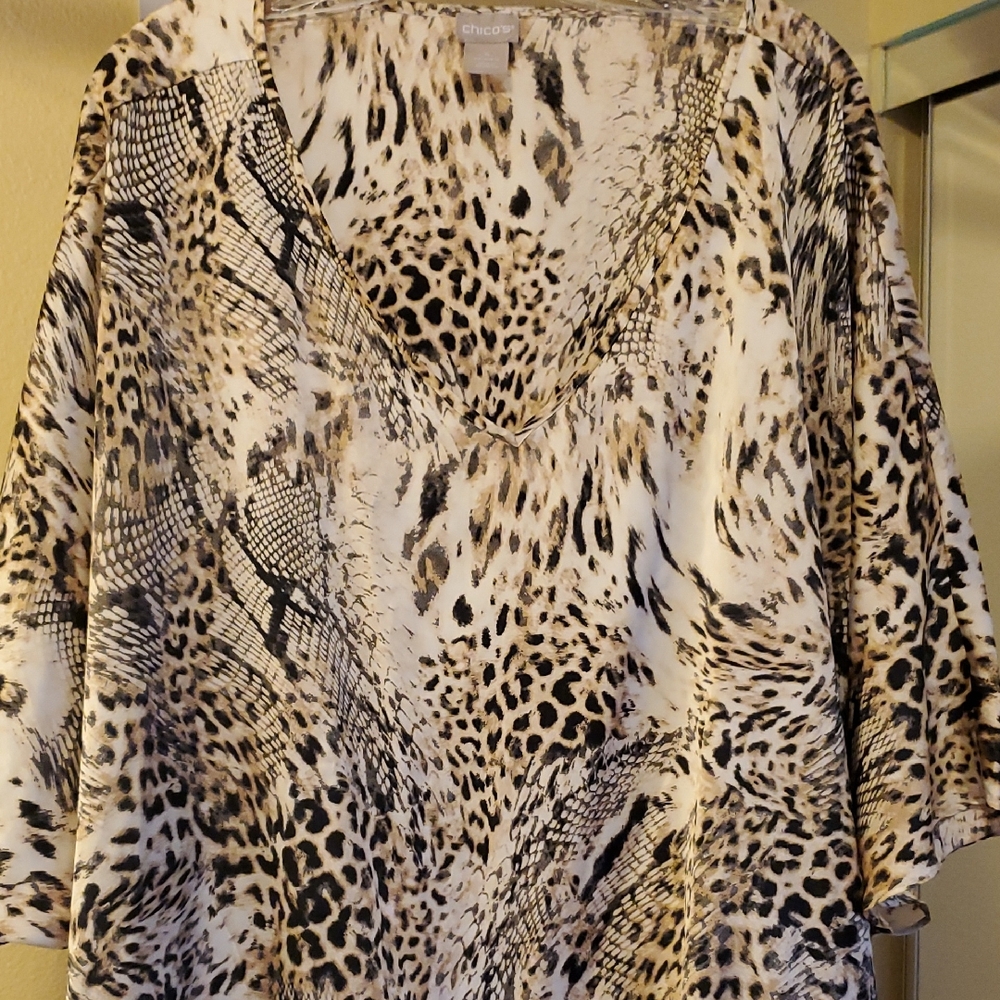 Chico's Animal Print V-Neck Blouse